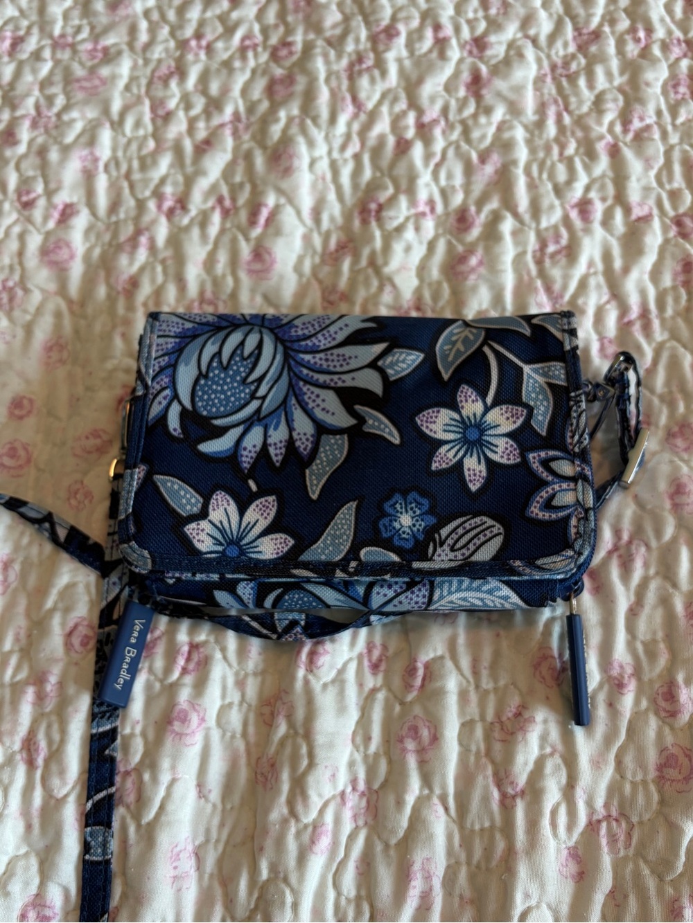 Vera Bradley Navy and Light Blue Floral Crossbody
